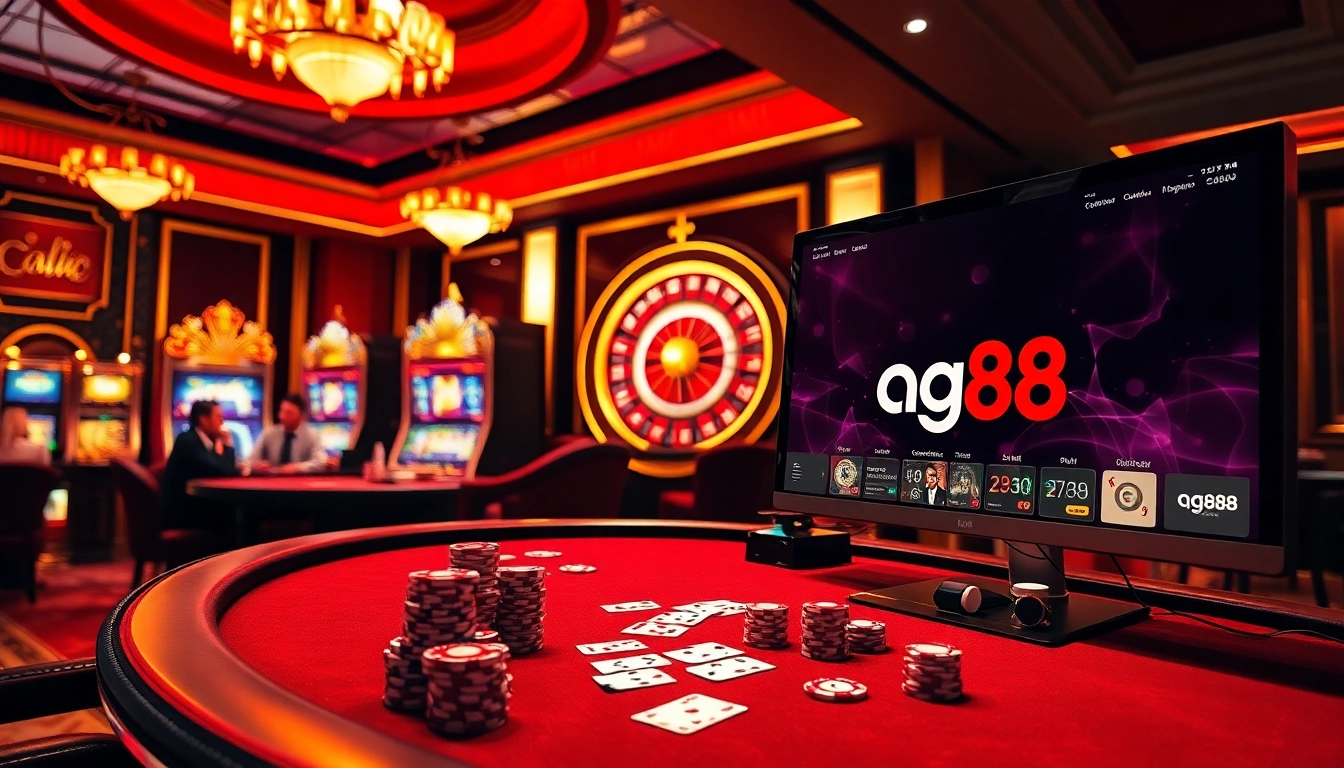 Engaged players participating in exciting casino games at gg88, showcasing a luxury gambling atmosphere.
