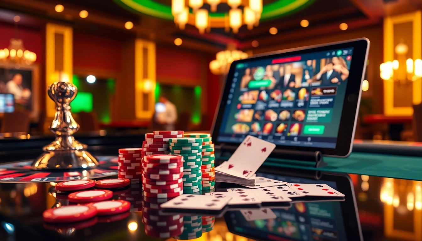 Playing poker and betting at https://mtr888.com/ in a vibrant casino setting