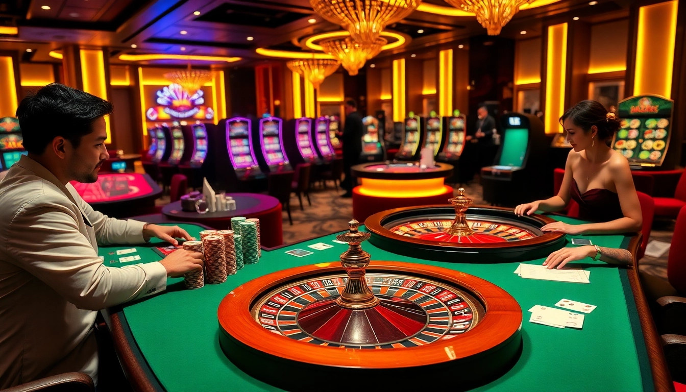 Engage in thrilling gameplay at https://jtg88.com/ with vibrant casino tables and excited players.