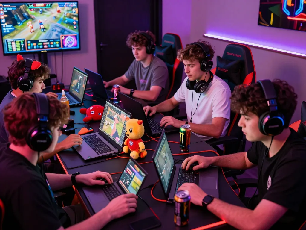 Max80 online gaming community vibrant scene featuring players immersed in gameplay and energetic atmosphere.