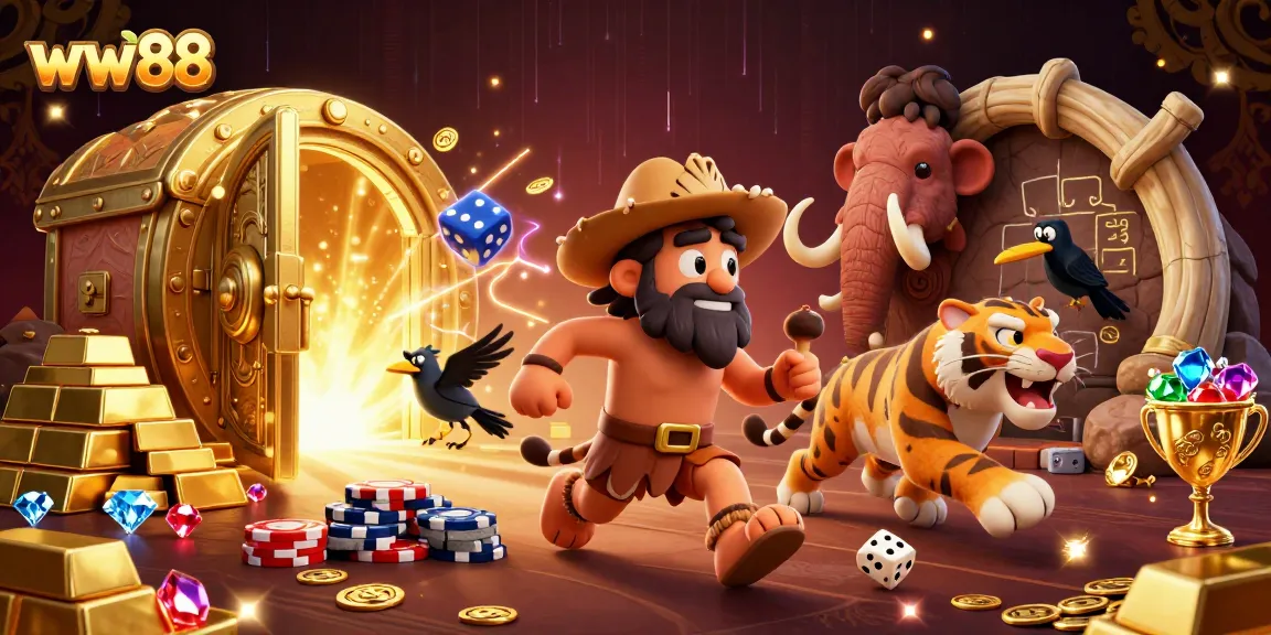Spin the reels and win big at ww88, featuring dazzling treasures in a vibrant casino scene.