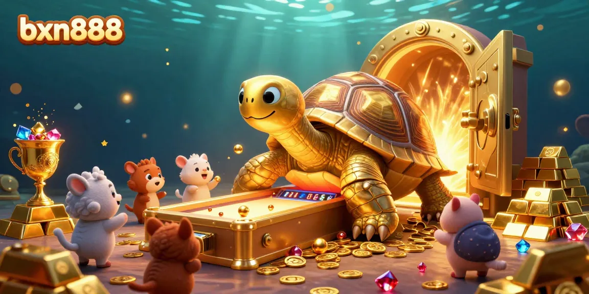 Experience thrilling wins with bxn888 in this vibrant casino illustration featuring dynamic characters and treasures.