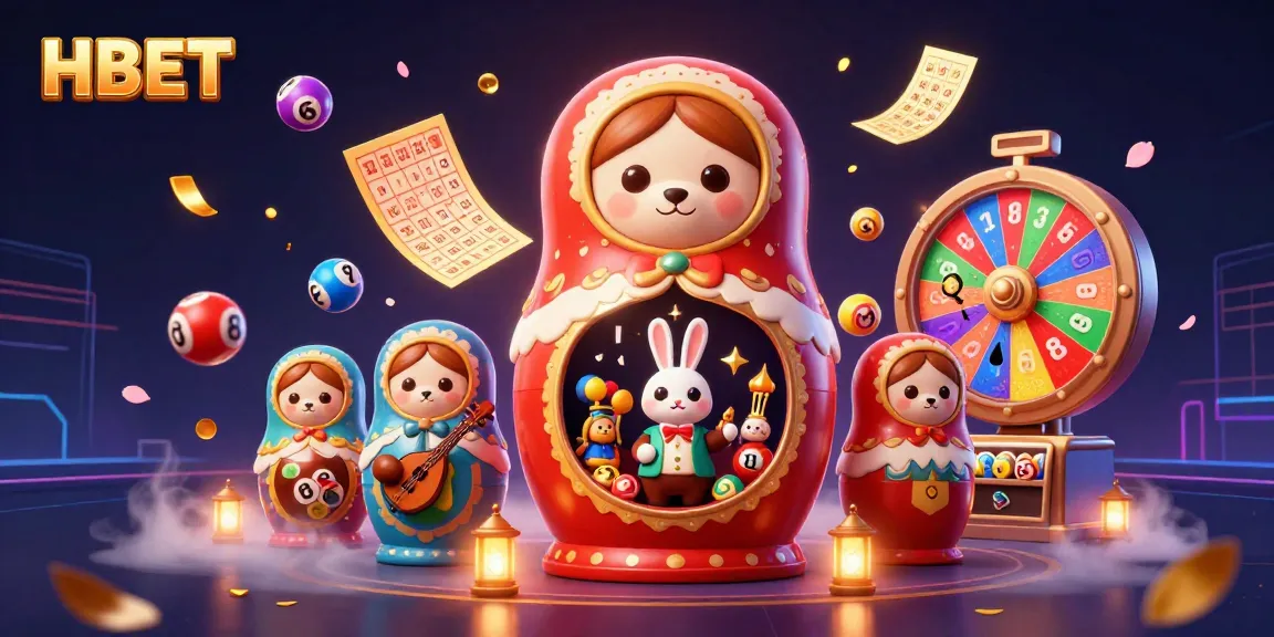 Experience the excitement of HBET with colorful lottery elements and 3D cartoon characters in a vibrant casino scene.