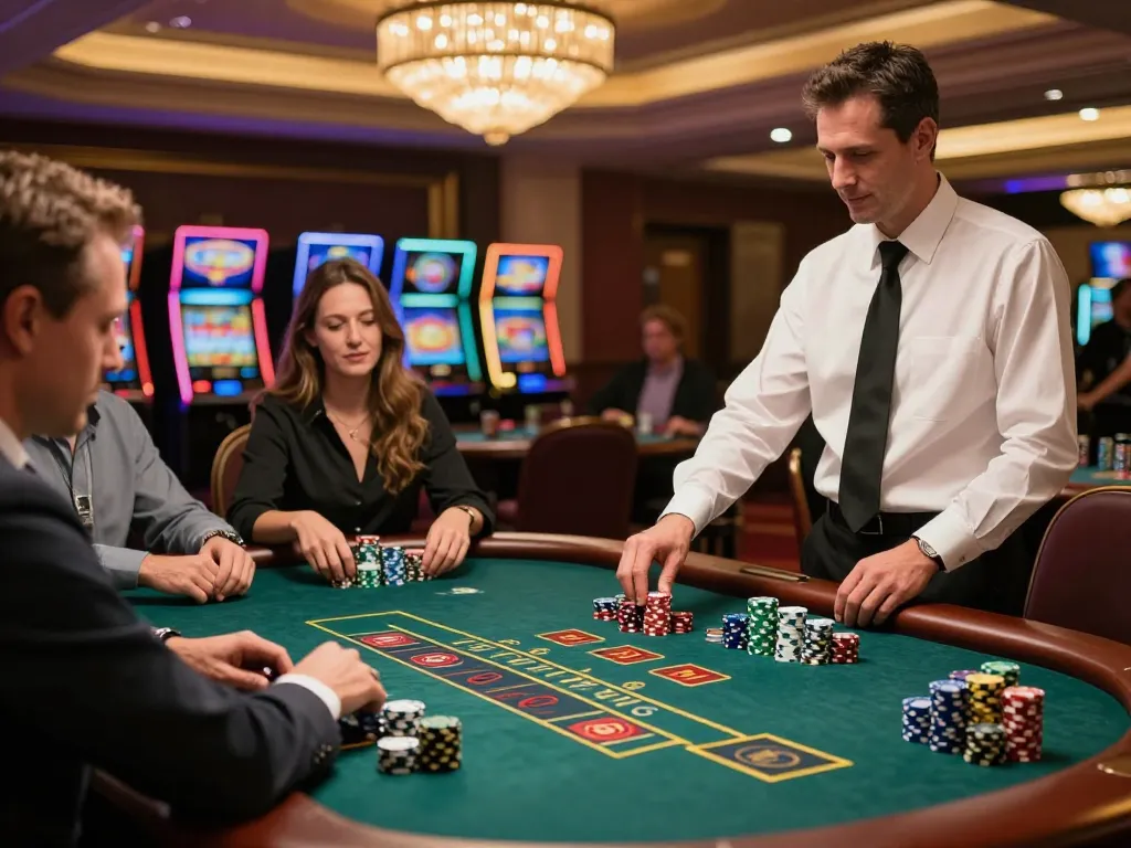 Gtatogel players strategizing at an elegant blackjack table, showcasing targeted gameplay and excitement