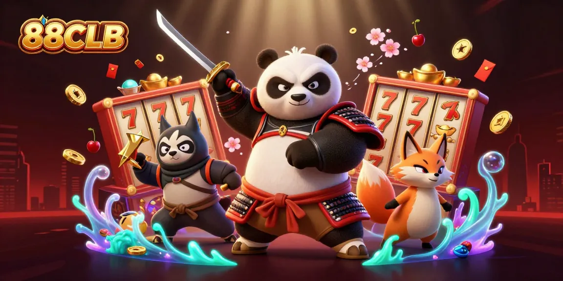 Experience thrilling slots with 88CLB in a vibrant 3D illustration showcasing action-packed gaming elements.