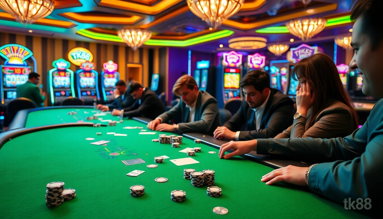 Experience the excitement at tk88 casino with vibrant gaming tables and vibrant slot machines.