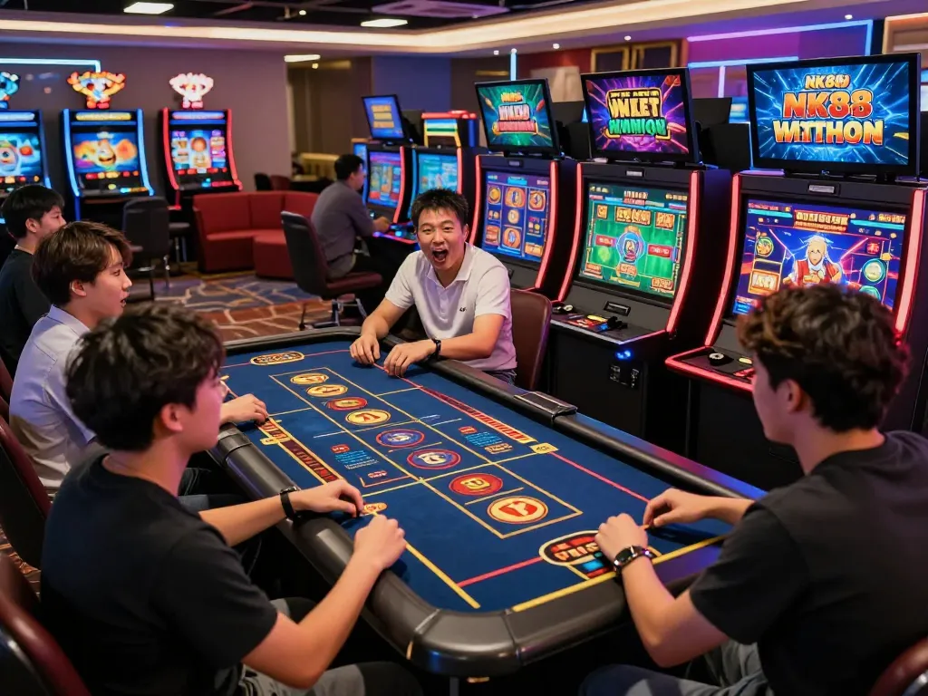 Players enjoying thrilling online games at NK88, capturing excitement and engagement in a vibrant gaming atmosphere.