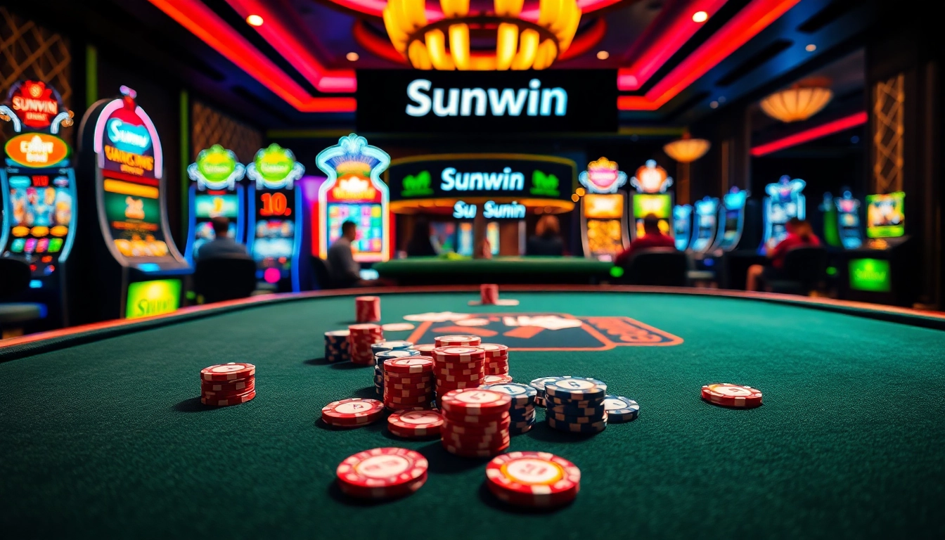 Experience thrilling gameplay at Sunwin with vibrant casino tables and engaging slot machines.