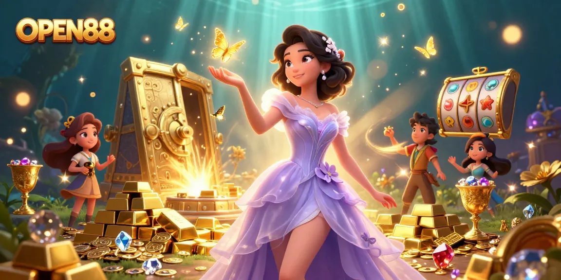 Play and win at OPEN88 with stunning illustrations of jackpots and treasures.