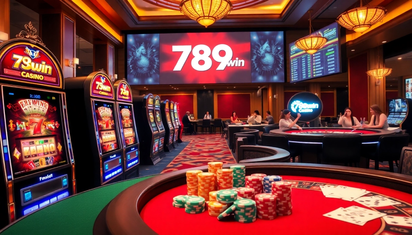 Experience the luxury of 789win with engaging casino tables and vibrant gaming elements.