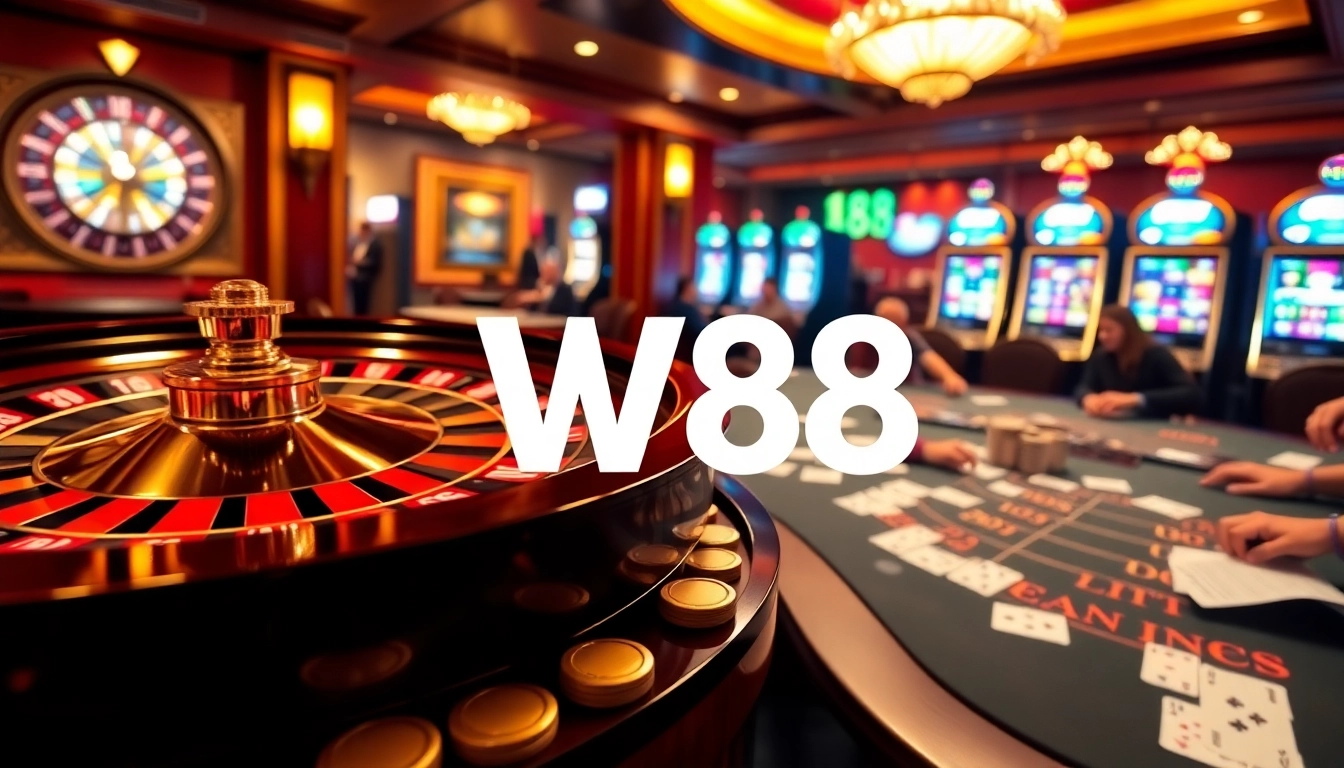 Experience excitement at the W88 casino with vibrant gaming tables and high-stakes action.