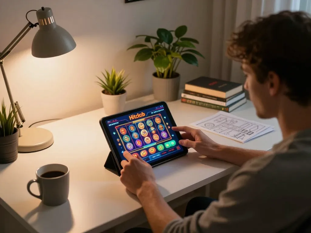 Engaging with Hitclub online casino app while enjoying a strategic gaming experience at home