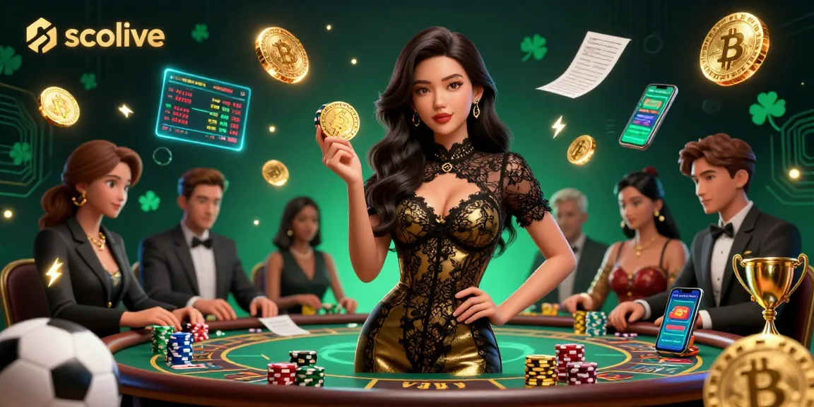 Socolive enhances your sports betting with a glamorous Asian woman at a high-stakes table.