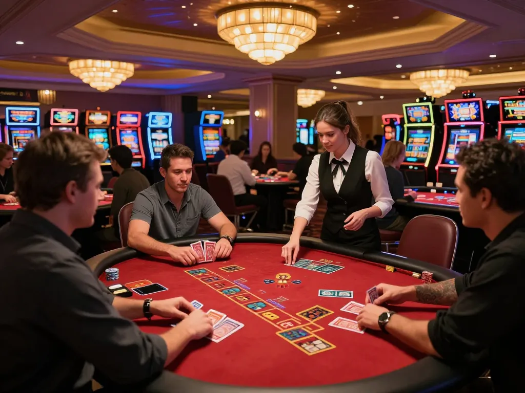 88clb blackjack players placing bets at a vibrant casino table full of excitement.