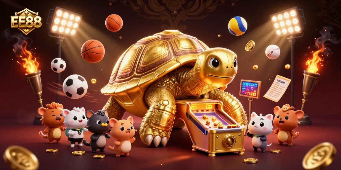 Play exciting games at EE88 with a dynamic illustration showcasing fun betting elements in an engaging casino scene.
