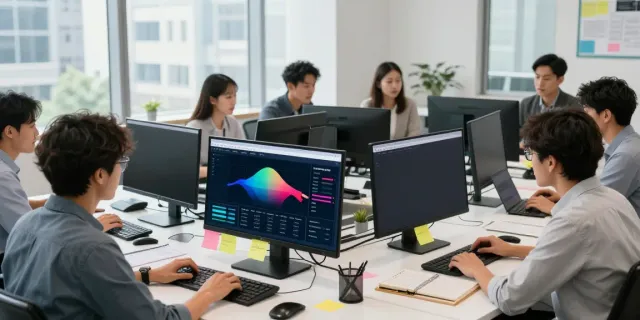 Team discussing instant indexing strategies in a modern office setting.