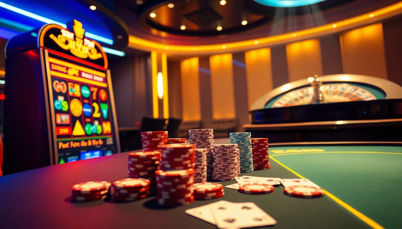 Experience dynamic gameplay at EE88 with vibrant slot machines and poker tables.