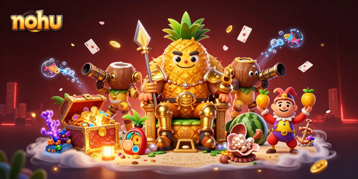 Experience exciting wins at nohu with vibrant games, gold coins, and animated characters in a dynamic casino scene.