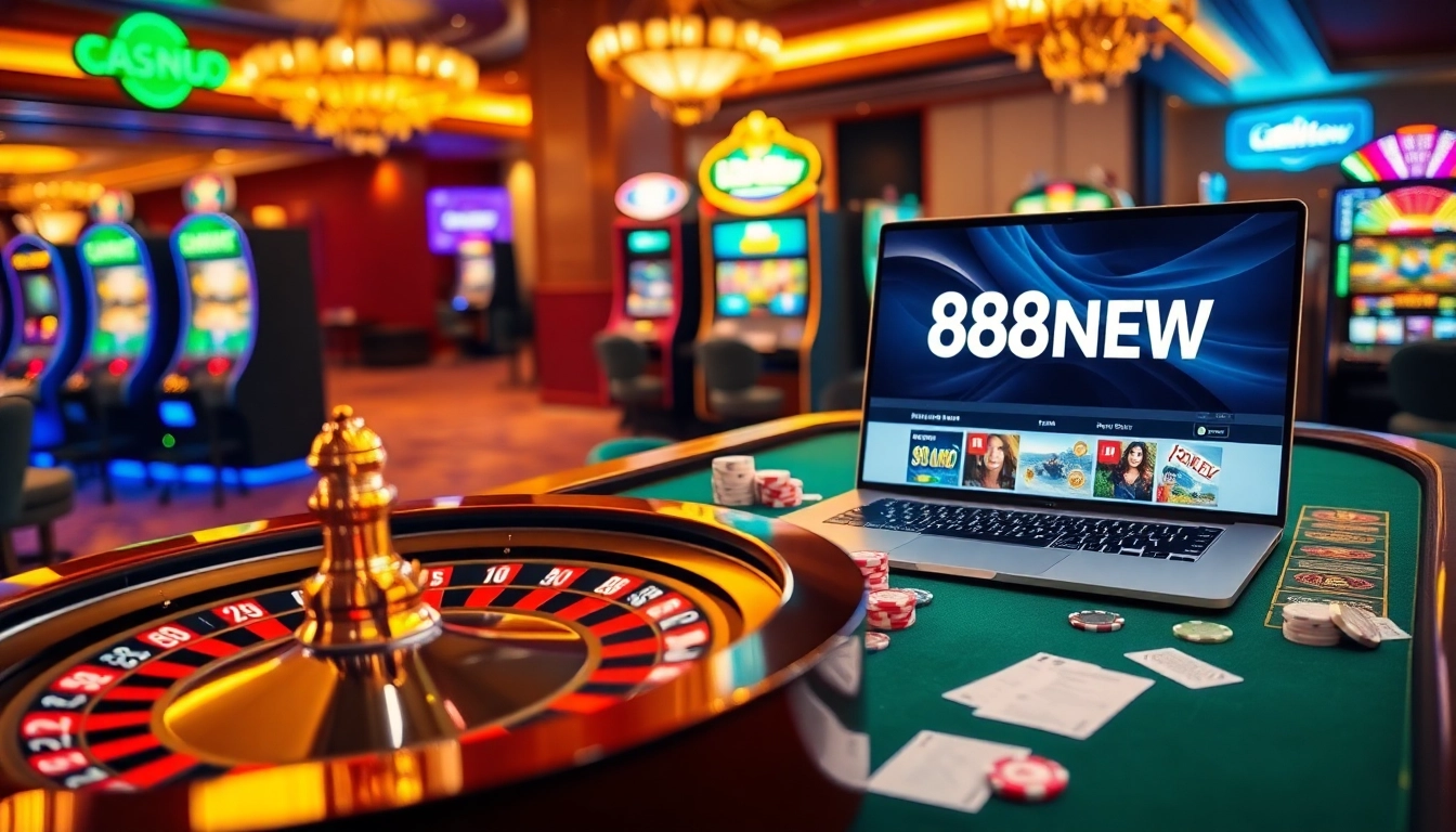 Engage in thrilling gameplay at 888NEW with vibrant casino elements and luxury atmosphere.