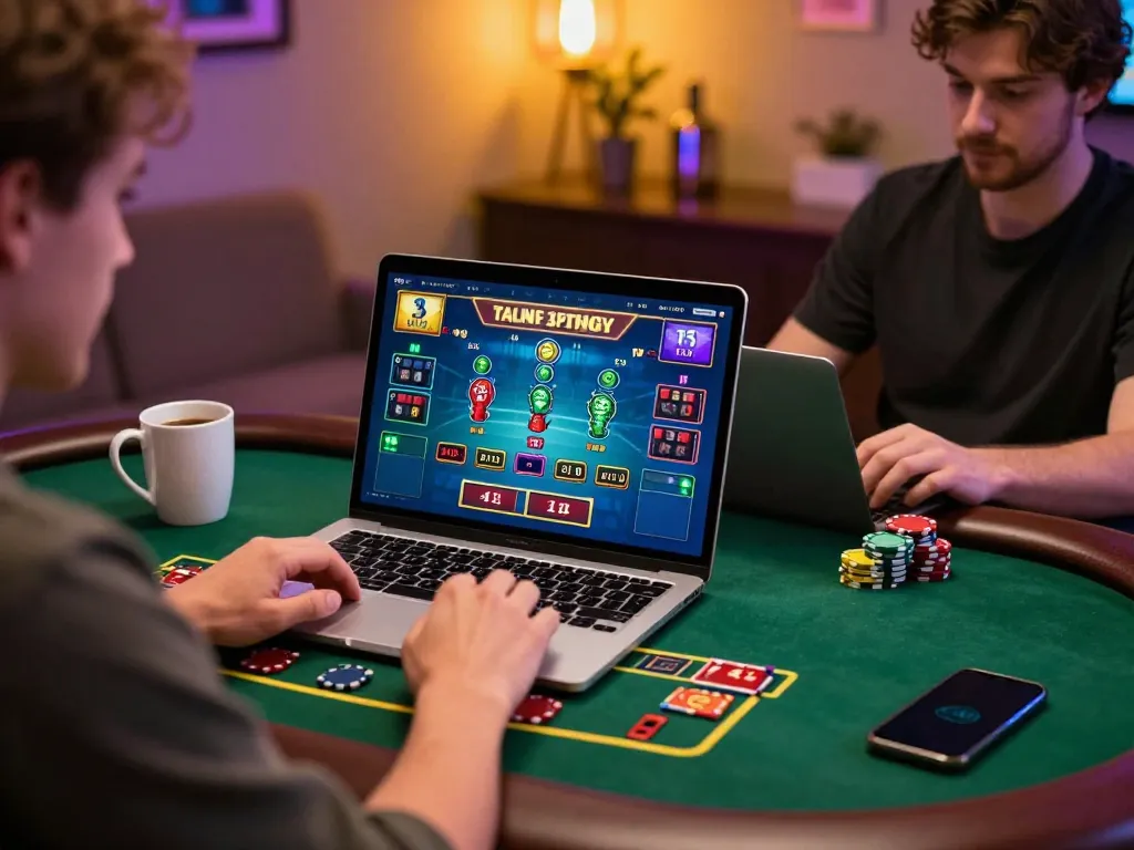 Player engaging in an online blackjack game at 68win with vibrant graphics and cozy atmosphere