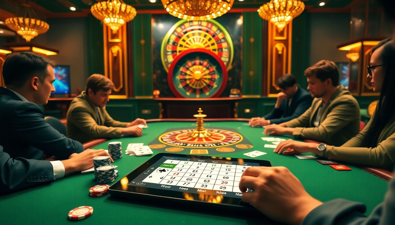 Players strategizing blackjack at 98win’s luxurious casino table, full of excitement.