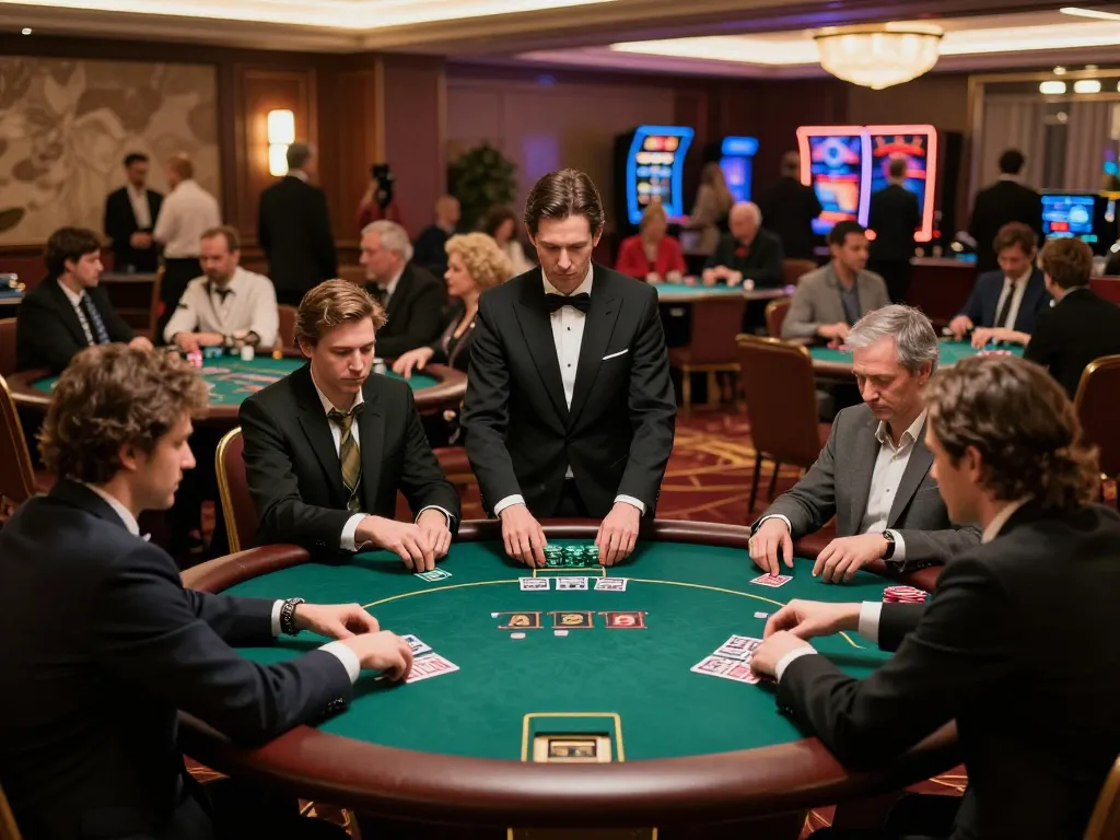 Players strategizing at poker tables in a vibrant casino atmosphere reflecting https://www.bearcreekwatershed.org/macroinvertebrates.
