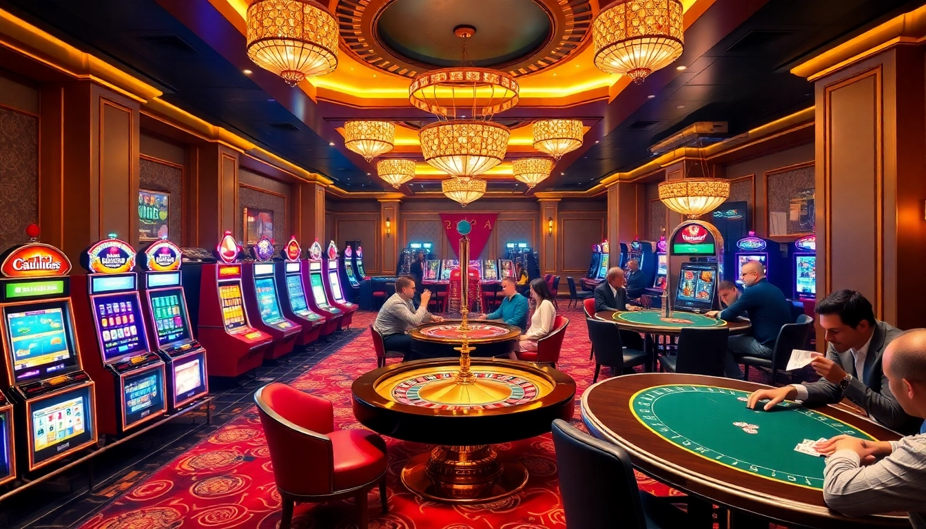 Players enjoying a game at 789win club's lively casino environment with roulette and poker.