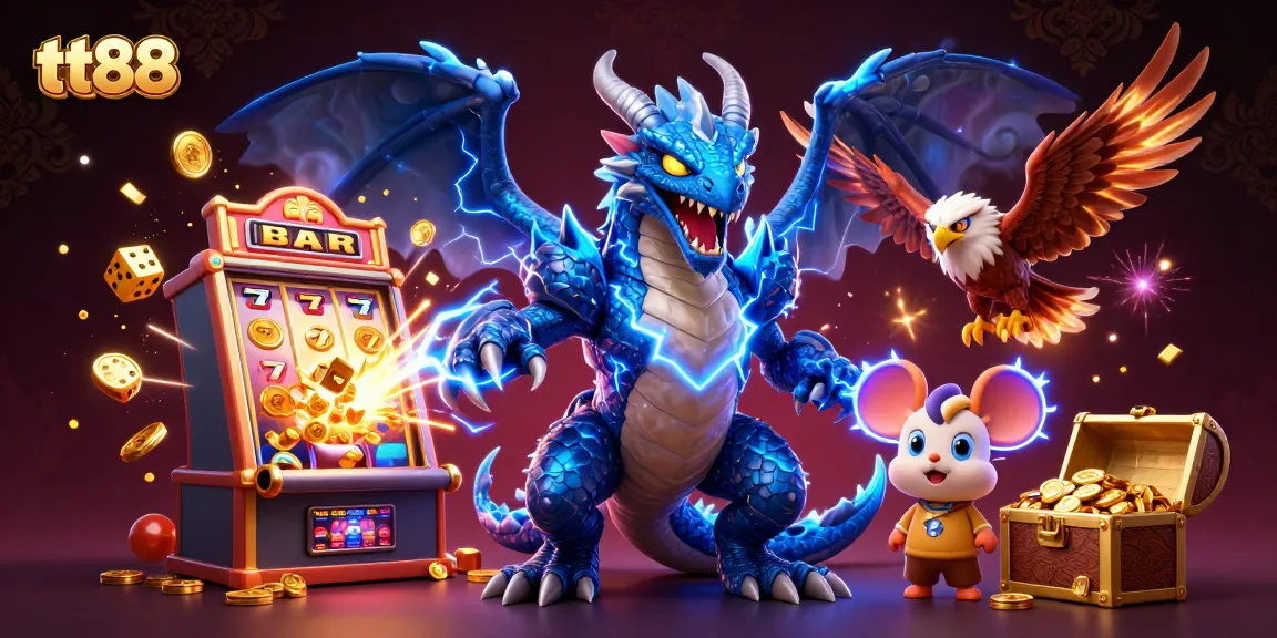 Experience thrilling winnings at tt88 with a vibrant casino scene featuring energetic characters and dynamic game action.