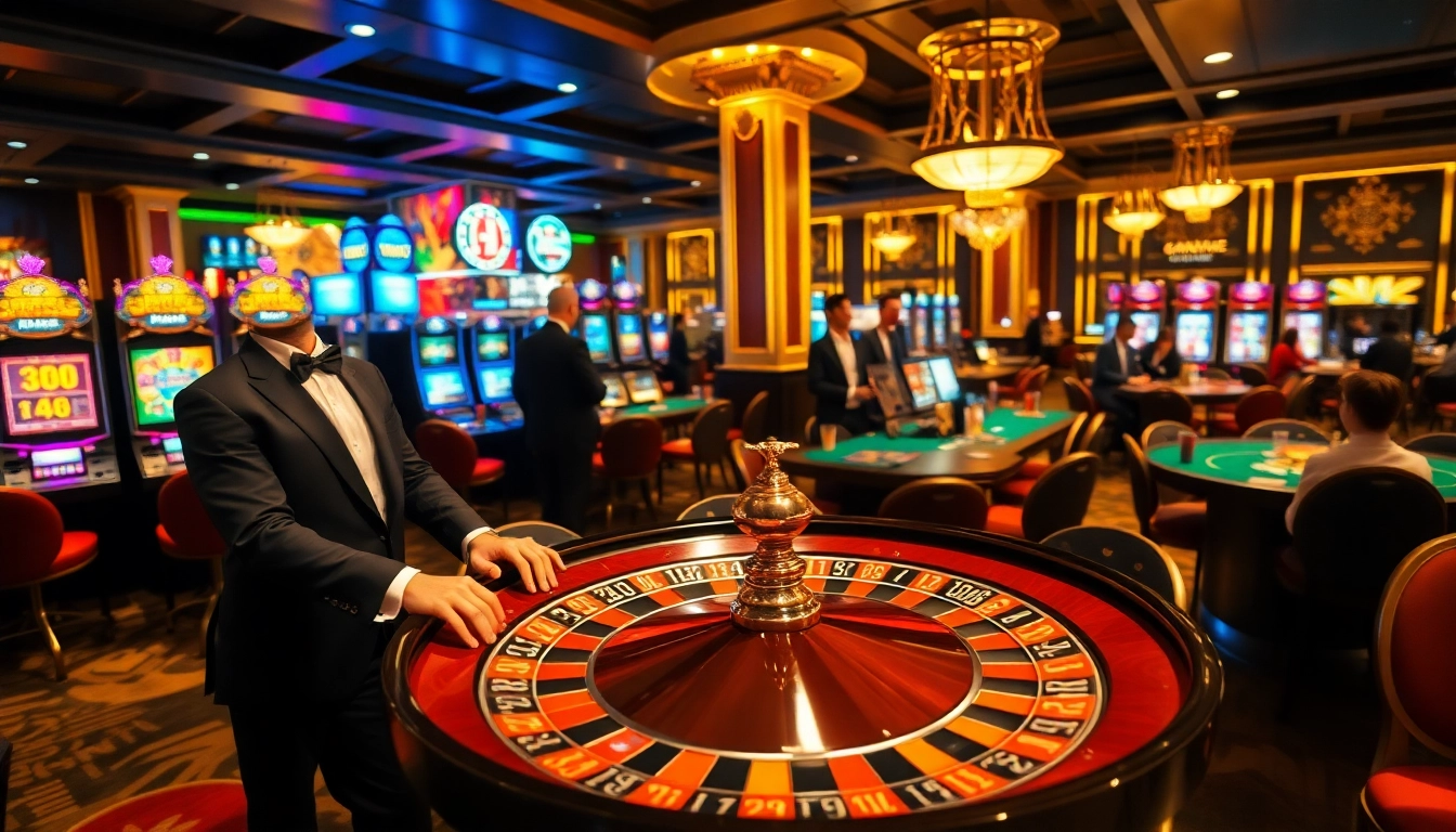 Engage in thrilling bets at OK8386's luxurious casino featuring high-stakes roulette and vibrant slot machines.