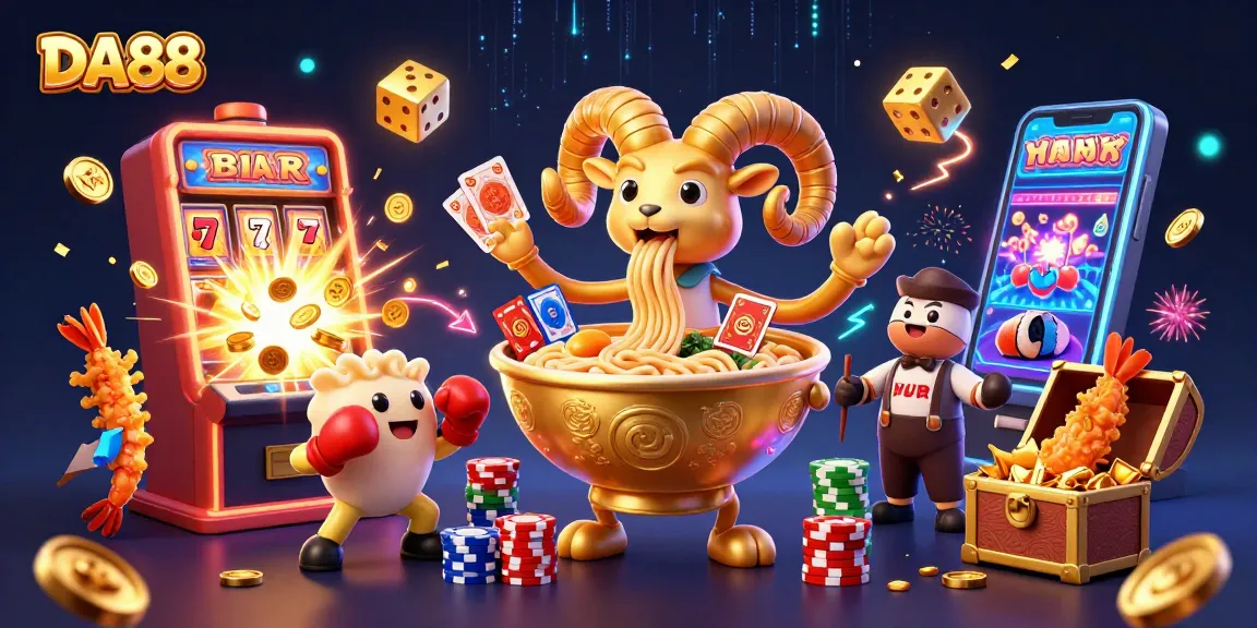 Engage in exhilarating casino action with DA88, featuring dynamic characters and vibrant elements in a casino scene.