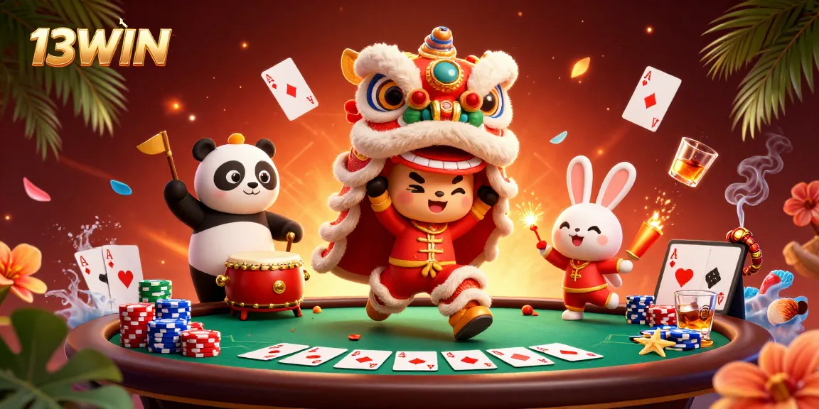 Experience thrilling wins with 13WIN in this vibrant casino scene capturing fun and excitement