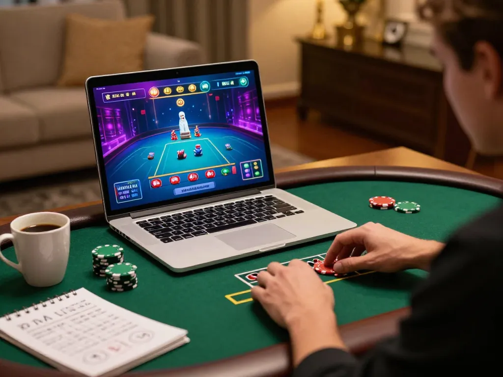 Engaging with live dealer games at https://tr88.golf/ while enjoying a cozy home setup