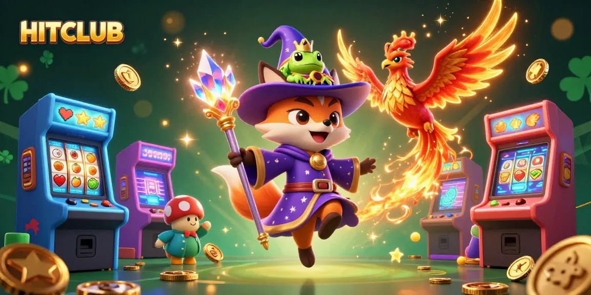 Experience the excitement of HITCLUB with a mystical wizard and phoenix in a vibrant casino world.