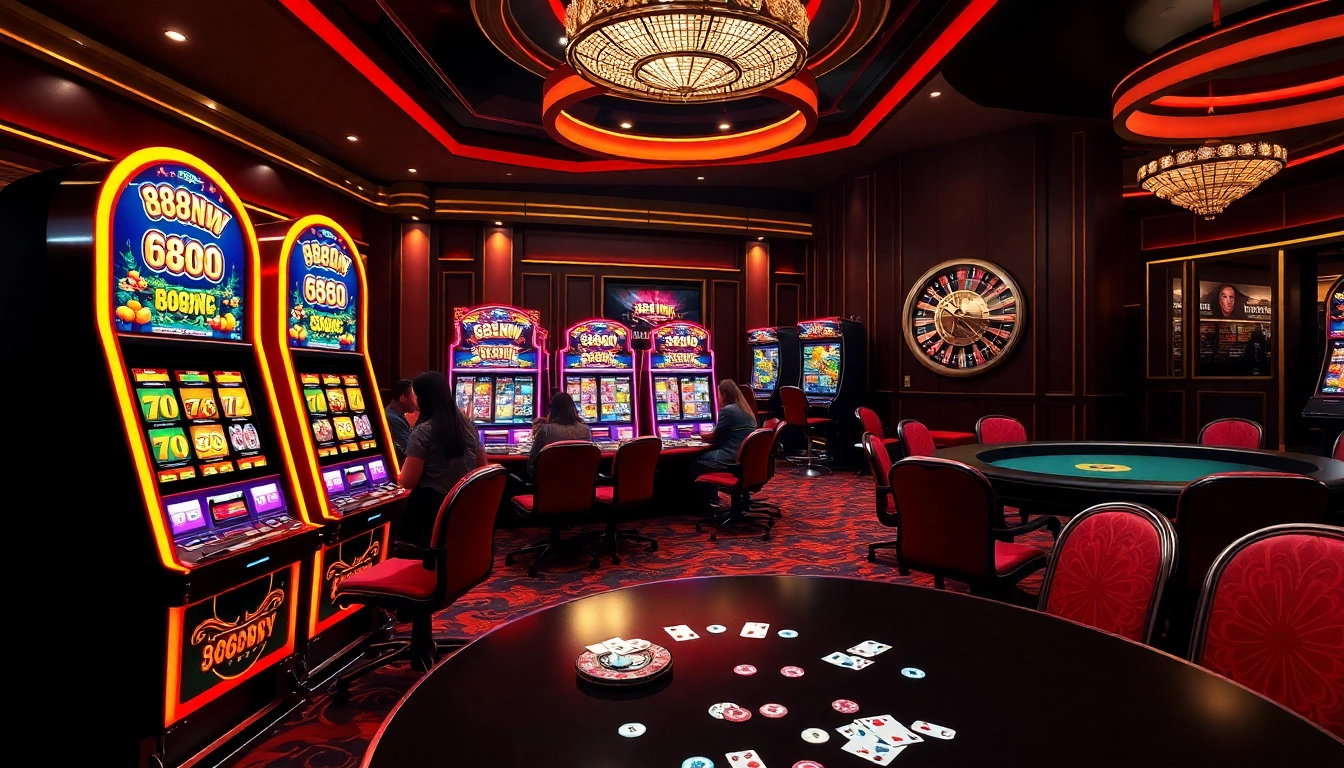 Experience the thrill of 888NEW with players winning at luxurious casino tables and slot machines.