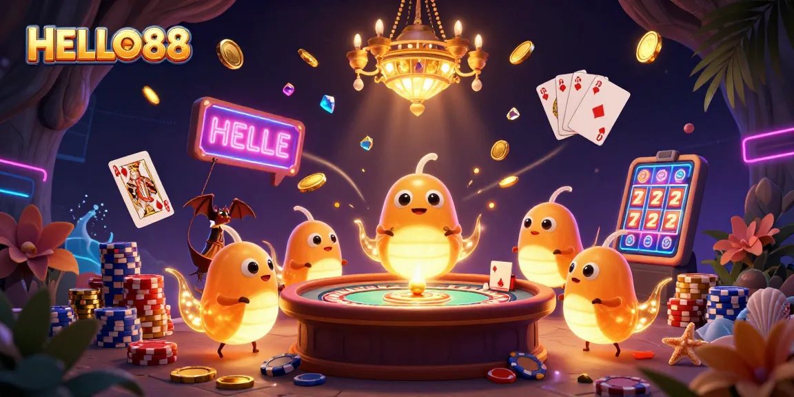 Experience thrilling gameplay at HELLO88 with vibrant glowworms lighting up the cave casino.