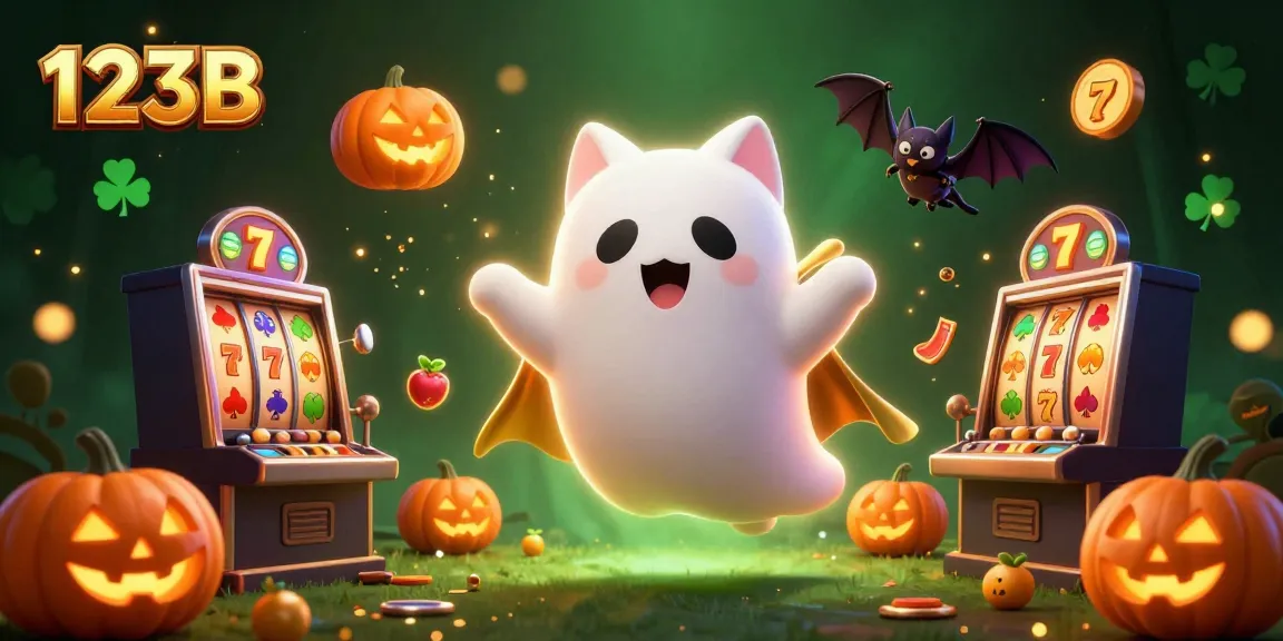 Experience thrilling gameplay at 123B with a friendly ghost cat and vibrant casino elements.