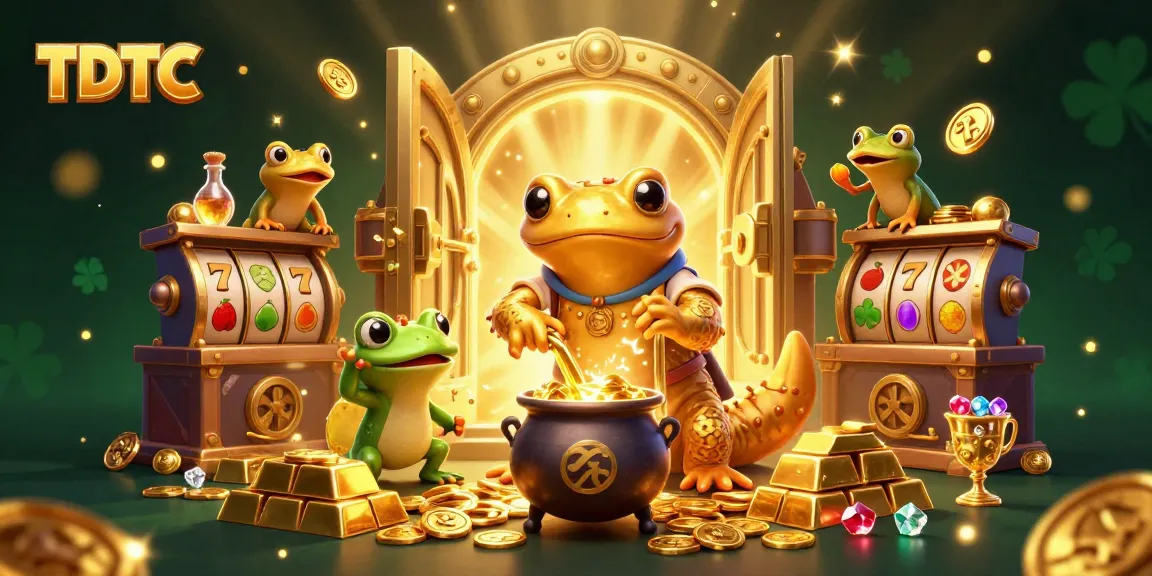 Engage with the enchanting TDTC scene featuring a golden salamander and riches spilling in a casino.