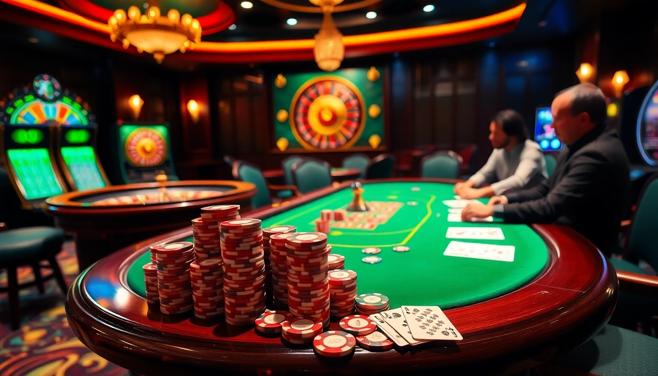 Experience the thrill of gambling at a stylish casino with TG88 poker and vibrant game elements.