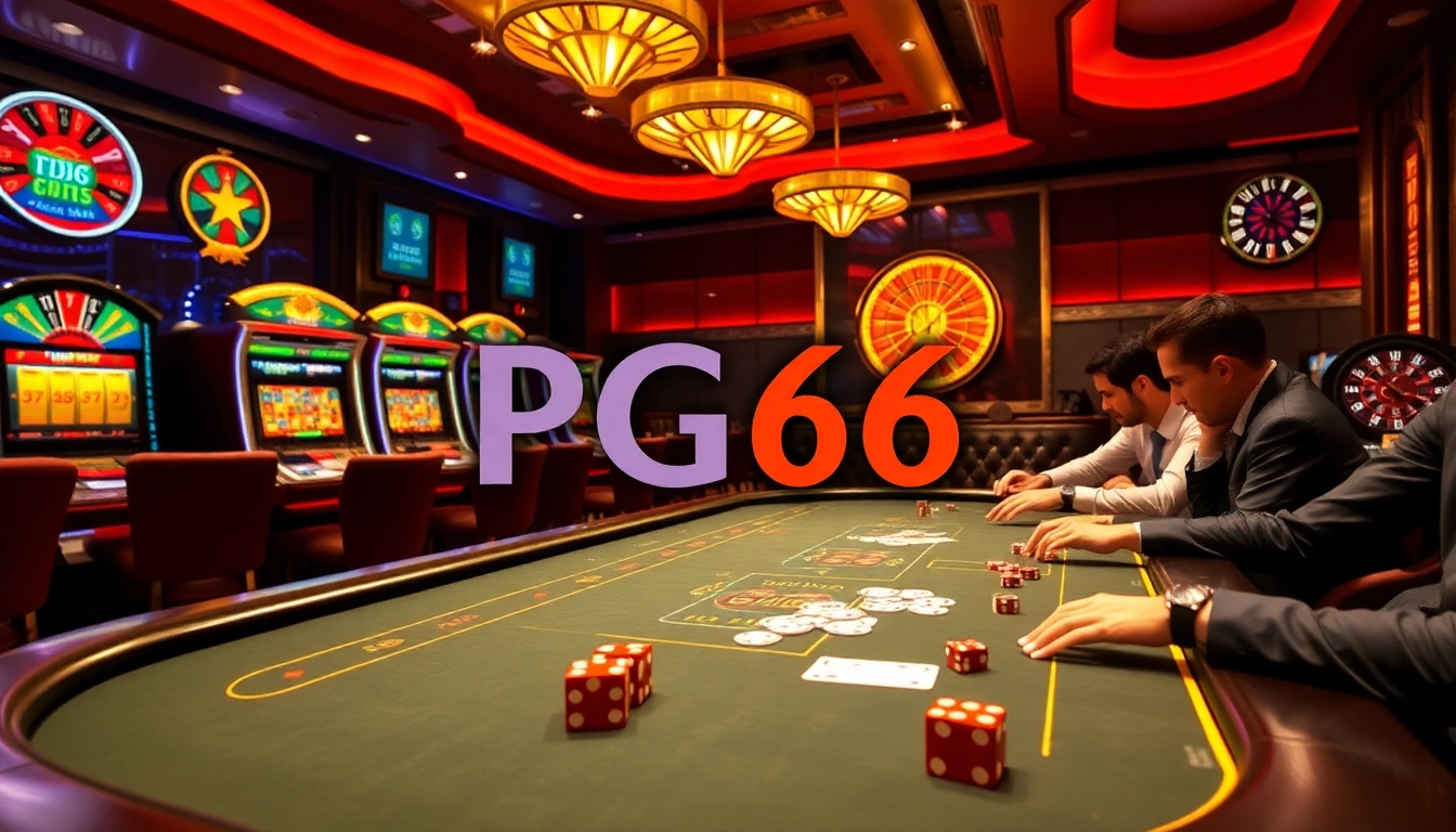 Experience the thrill of PG66 casino gaming with vibrant poker tables and exciting slot machines.
