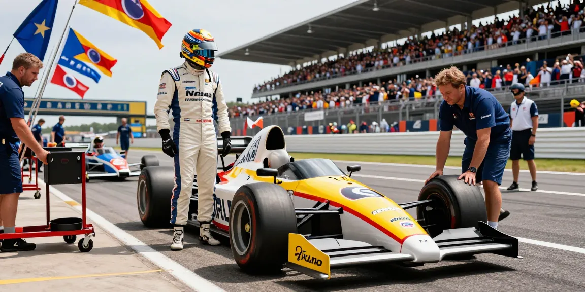 Dynamic racing scene featuring the Lola LC88 car and professional driver during a Formula One event.