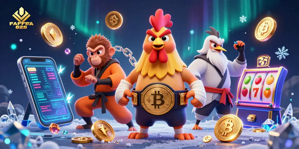 Engage in thrilling gameplay with FAFA 828's vibrant 3D illustration showcasing dynamic casino elements.