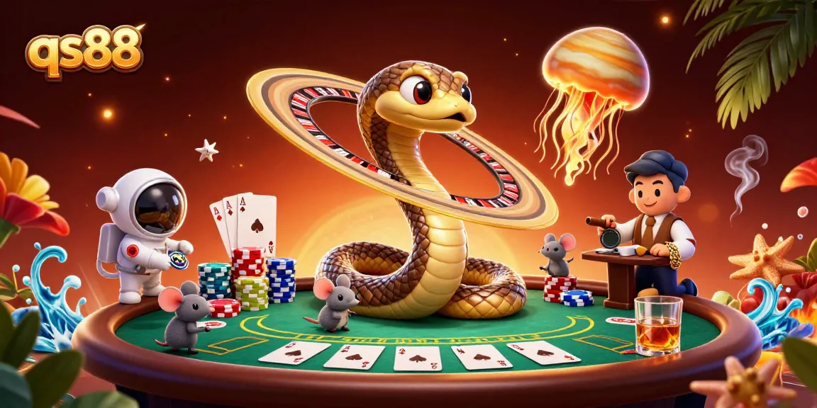 Experience excitement at qs88 casino with a cosmic roulette wheel and vibrant poker action.