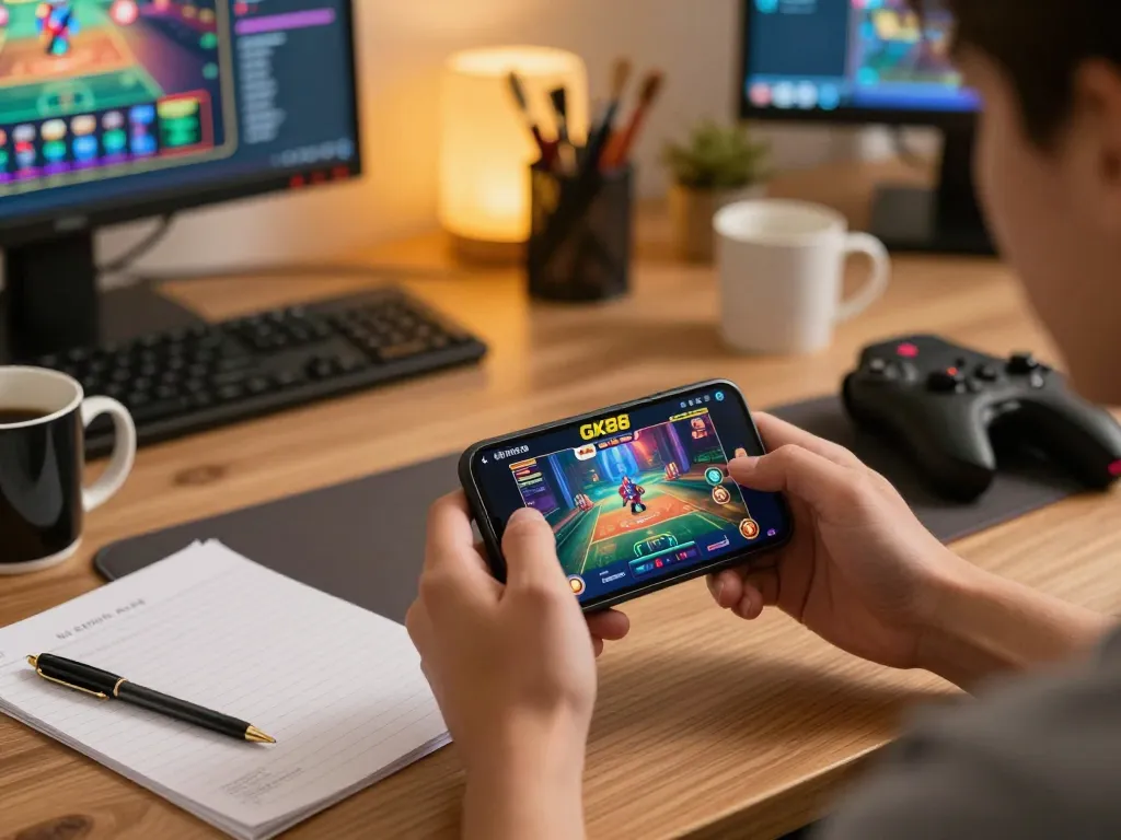 GK88 app gameplay on smartphone, immersing user in dynamic online gambling experience