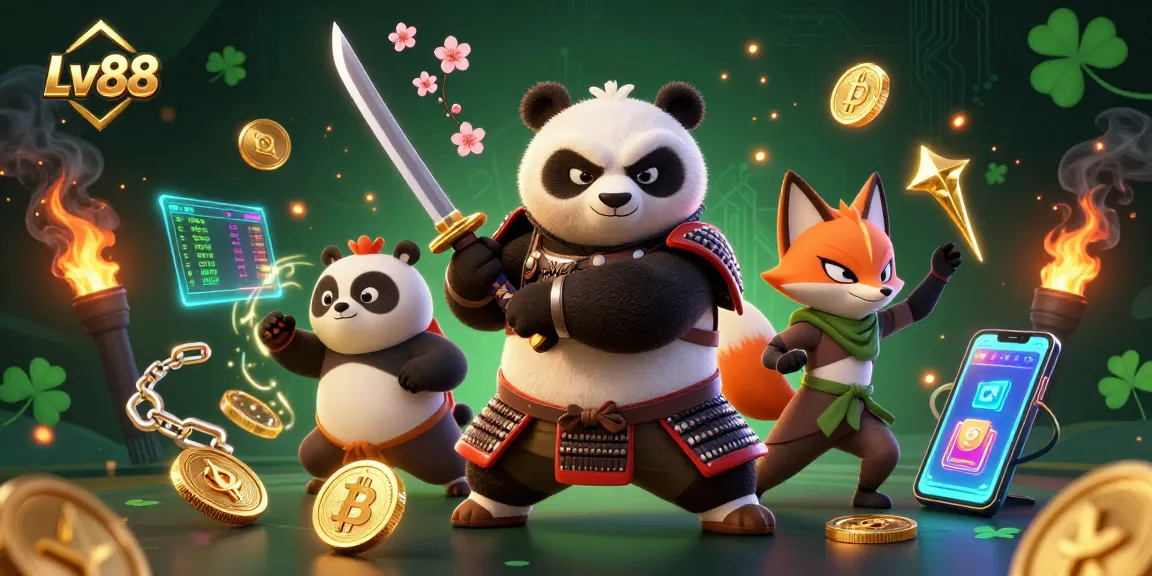 Experience thrilling gaming at Lv88 with vibrant 3D characters and sparkling crypto elements in an enticing casino scene.