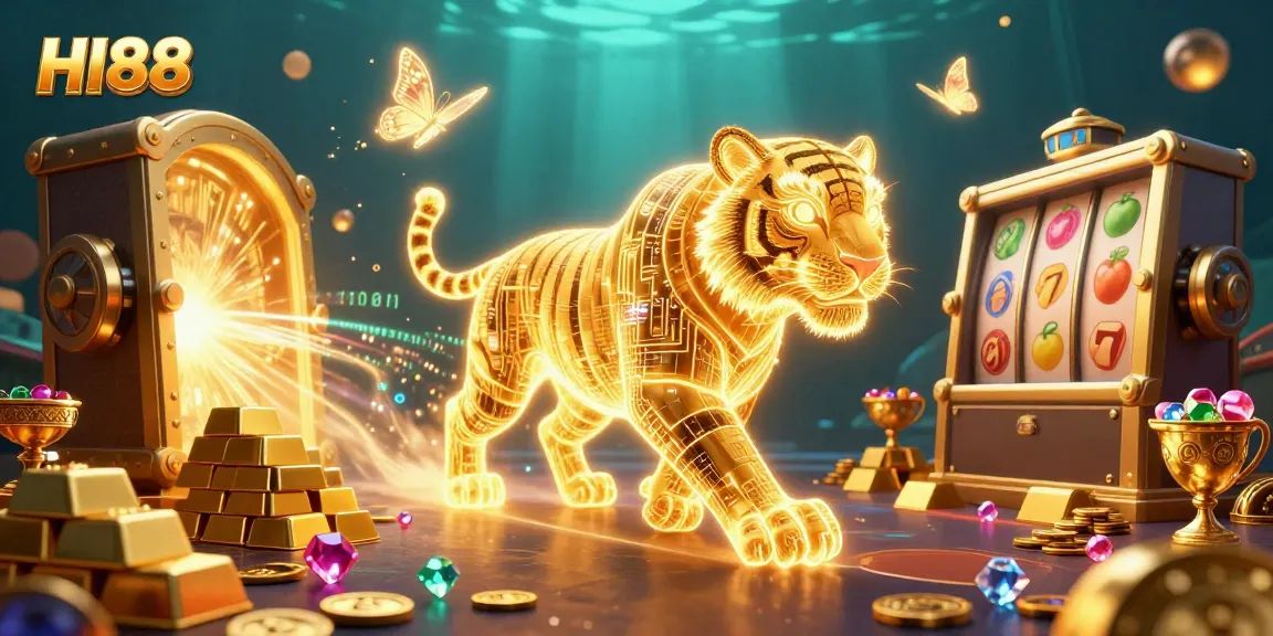 Experience winning excitement at HI88's vibrant casino with dazzling slot reels and treasures.