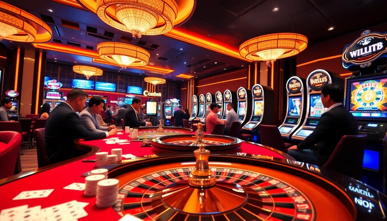 Hitclub uy tín features vibrant casino visuals showcasing engaging gameplay options and luxury.