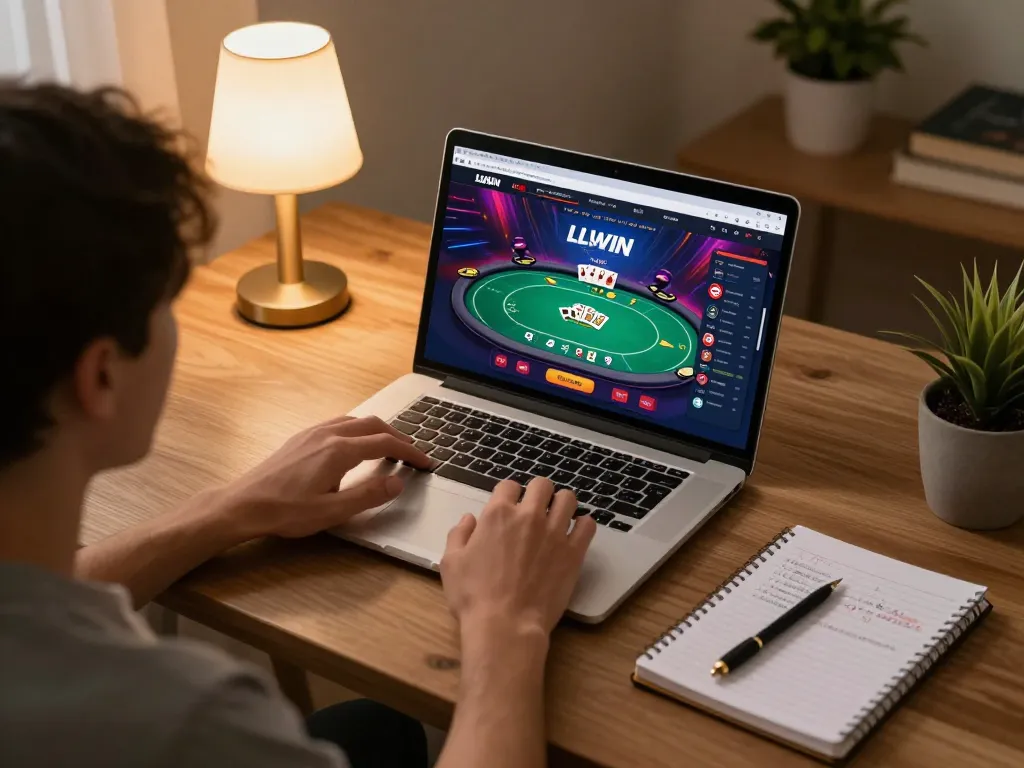 Engaged user exploring the LLWIN platform for online poker gameplay