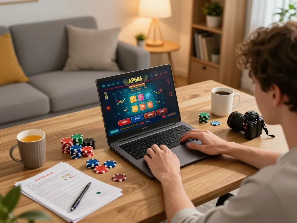 Permainan yang menarik di platform kasino online AP686 dengan warna-warna cerah dan pengaturan strategis.