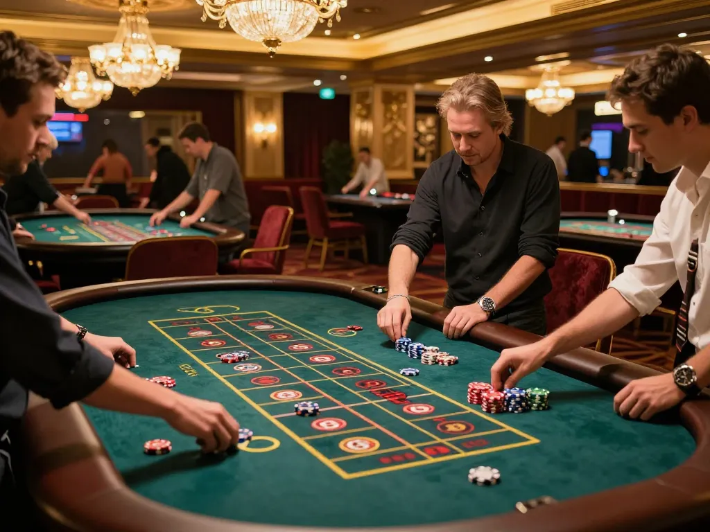 Players actively engaging in gameplay at an australian online casino roulette table with vibrant chips