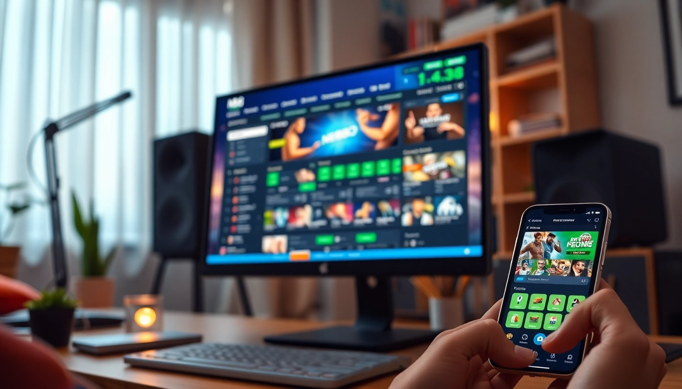 Experience MB88's vibrant online gambling interface in a cozy home office setting.
